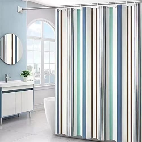Striscia Grigia Tenda Doccia W120cm x L180cm Tenda per Doccia Antimuffa, Tenda da Esterno Impermeabile Tessuto, 3D Tenda con Ganci per Dormitorio Famiglia Appartamento Hotel Doccia ​Bagno Decor
