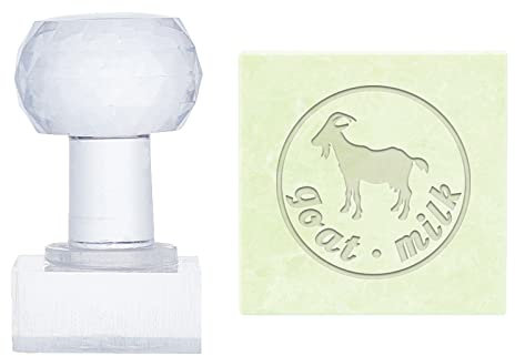 PH PandaHall Tampon Acrylique de Chèvre, Tampon Gaufrage Savon Mot Lait Tampon Carré Empreinte pour Savon Fait Main Cookie Argile Poterie Timbre Biscuits Projets de Fabrication de Gommiers