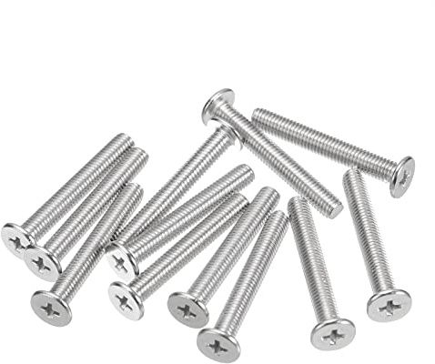 uxcell M5-0.8 x 35mm 30Pcs Flat Round Head Screws 304 Stainless Steel Phillips Drive Machine Screws Hardware Fastener for Furniture Connection