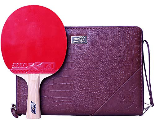 Attacking Tischtennisschläger, Carbon, 9-Sterne-Profi-Ping-Pong-Schläger, mit Premium-Ledertasche, für fortgeschrittene Profisportler/Einzelschläger/Langer Griff