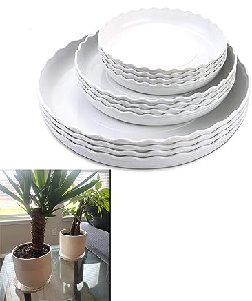 YUANAIYI 12 Packs Wave Plant Saucer - Plastic Flower Pot Drip Trays/Durable Heavy Duty White Plant Tray for Indoor and Out Door Plant(6/8/10 inch)