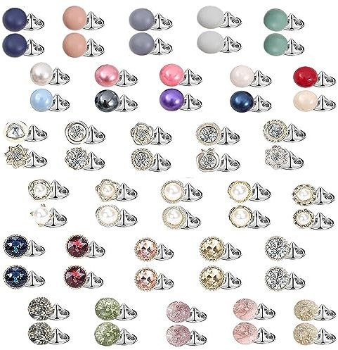 60 Stück Damen Hemd Brosche Knöpfe, Abnehmbar Knöpfe Ohne Nähen, Shirt Sicherheit Brosche Erhindert Unfallbelichtung, Unsichtbare Sicherheitsnadeln für Frauen Kleidung Strickjacke Kleid