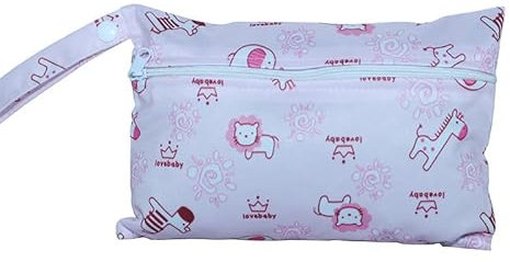 LUMoony Nasstaschen Windeltasche 15 * 22.5cm Tragbare Windeltasche Wetbag Wasserdicht mit Reißverschluss Wiederverwendbar Stoffwindeln Wasserdichter Beutel Hohe Kapazität Windeltasche Für Unterwegs