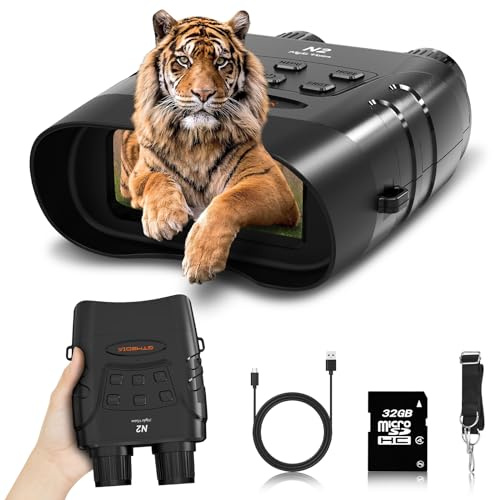 Nattvisionsglasögon – 4K nattvisionsglasögon för vuxna, uppladdningsbar infraröd nattkikare 5 x digital zoom extern ficklampa digital kikare för jakt camping