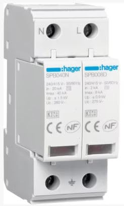 Hager SPB208D, DPS 2P Type 2 Imax 8Ka (EAN 3250615515438)