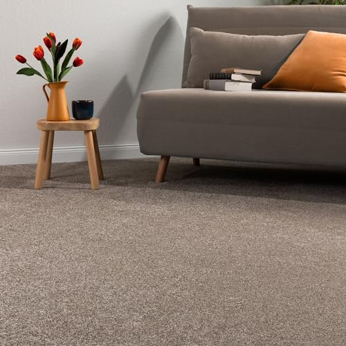 Steffensmeier Teppichboden Catania Meterware | Auslegware für Kinderzimmer Wohnzimmer Schlafzimmer | Braun, Größe: 300x1000 cm