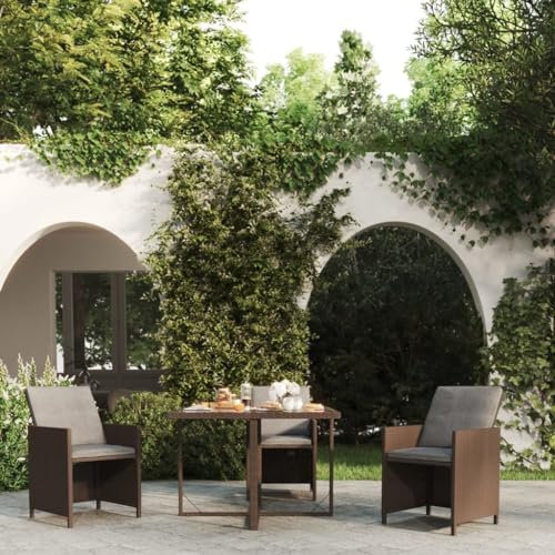 AUVYI Mesa de jardín marrón 109 x 107 x 74 cm, polirratán y cristal, mesa multifunción, mesa de camping, mesa de bufé, mesa auxiliar, mesa pequeña, mesa de póquer, mesa de cocina, mesa de cerveza
