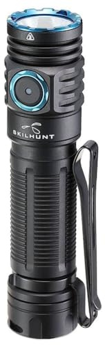 SKILHUNT M200 V3 (High CRI Version 4500K) Compact Flashlight, NICHIA 519A LED 900 Lumens, R9080 Reflected Colors Truly and Naturally, Power by 18650 or CR123A Battery (Black, Included Battery)
