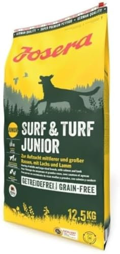 Josera Surf & Turf Junior 12,5 kg (1er Pack) | Premium Trockenfutter für Welpen | Junghunde | Aufzuchtfutter mit Lachs und Lamm