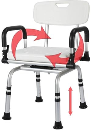 Kindevieft Drehbarer Duschstuhl, Um 360° Drehbarer Badewannensitz Mit Armlehnen Und RüCkenlehne, Robuster Duschsitz FüR Senioren, äLtere Menschen, Behinderte Und Schwangere, HöHenverstellbar