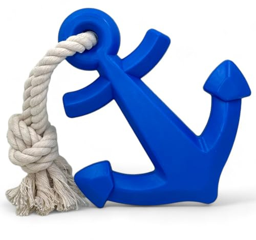 MIJOMA Hundespielzeug Anker mit Seil - Spaß und Training für Ihren Hund im Wasser und an Land, Leicht zu reinigen, Fördert Aktivität und Geschicklichkeit, 15x13x2.5cm (Blau, 15cm)