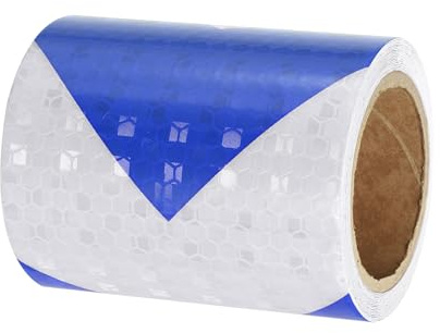 PATIKIL Ruban Réfléchissant Adhésif Flèche Bleu Blanc 1 Rouleau 7cm x 3 Mètres Ruban Adhésif Réfléchissant de Sécurité Imperméable et Haute Visibilité pour Camions, Remorques, Voitures