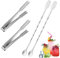 QOWUXHZ 2 Pcs Pinze Per Ghiaccio Acciaio Inox E 2 Pcs In Acciaio Inox Bar Cucchiaio Di Miscelazione Con Forcella Pinze Bar Pinza Per Zucchero, Pinze Per Ghiaccio Piccole Pinze Per Antipasti