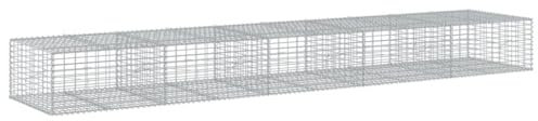 vidaXL Gabion Basket with Cover 500x100x50 cm Galvanised Iron – Sturdy, Tool-Free Assembly - Ideal for Gardens, Landscaping, Privacy Screens