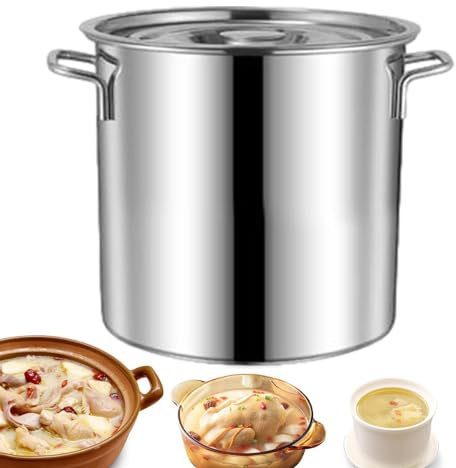 Olla Grande con Tapa - Olla de inducción de Acero Inoxidable de 10 l, Cubo de Sopa de Acero Inoxidable | Jarra de Agua, Olla para conservar, Olla de Acero para arroz, Sopa, restaur