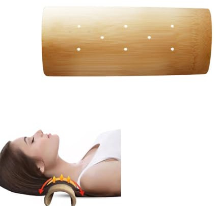 DeaHea Rollo de almohada cervical de bambú natural para el cuello, soporte redondo para el cuello, relajante, para alivio del dolor de ATM, cuello rígido, espalda baja, rodillas, alineación de la