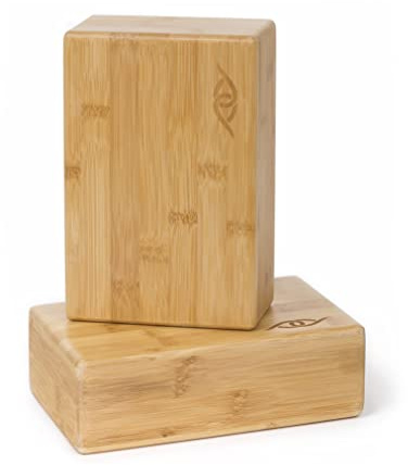 NATURYOGA Bloque para yoga de Bambú 100% Natural, Bloque Bambú para Mejorar Posturas, la Fuerza, el Equilibrio y la Flexibilidad en el Yoga, Práctica de Yoga cómoda y segura (Bambú (2 unidades))
