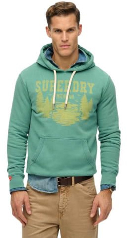 Superdry Herren Lo-Fi Outdoor locker geschnittenes, einfarbiges Hoodie Zinkgrün XXL