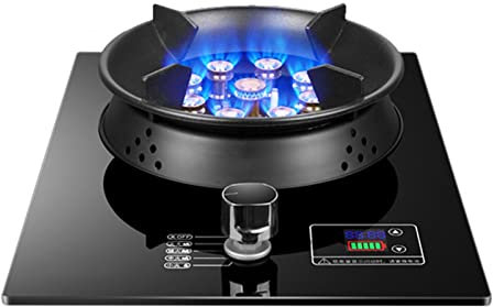 GAROEN 33 cm Gasherd mit 1 Brenner, 5,2 kW, 9 Hohlräume, zeitgesteuerte Hochfeuerung, freistehender Herd aus schwarzem Glas für Camping und Outdoor mit Flammendurchschlagschutz (LPG)