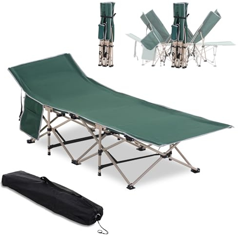 Outsunny Lit de Camping Pliable pour Adultes, Cadre en Acier, Vert