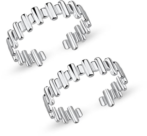 LeCalla Anello da piede in argento Sterling 925 da donna, coppia di anelli regolabili per dita dei piedi, anello per dita del piede con motivo argentato, Bichhiya, anelli indiani, gioielli estivi per