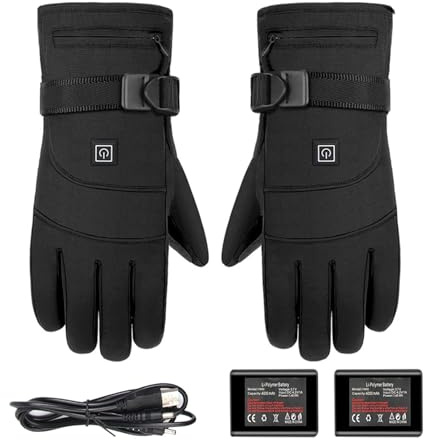 Guantes calefactores eléctricos – Guantes calefactores a pilas, mitones calentados con pilas recargables | Mitones de calentamiento de pantalla táctil recargables con batería de 3,7 V, mitones