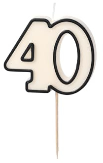 Zahlenkerze 40 Schwarz Cremeweiß – elegante Geburtstagskerze zum 40. Geburtstag, Kerze 40 Jahre für Torte, Kuchen, Cupcakes & Jubiläum, Männer & Frauen