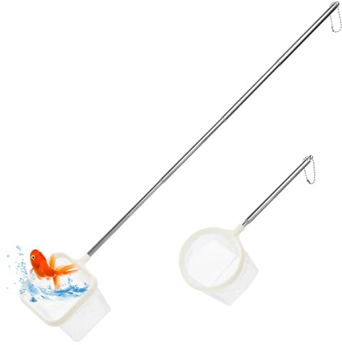 Aquarium Fischnetz mit Ausziehbarem Langem Griff 2 Stück Mini feinmaschig Reißfestem Aquarium Kescher Net für Aquarien kleine Teiche Fangen von kleinen Fischen und Garnelen