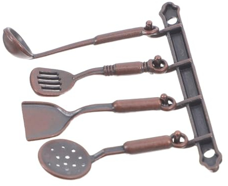 CLISPEED 5pièces Ustensiles De Cuisine Miniatures Métal pour Maison De Poupée Lot Couleur Café
