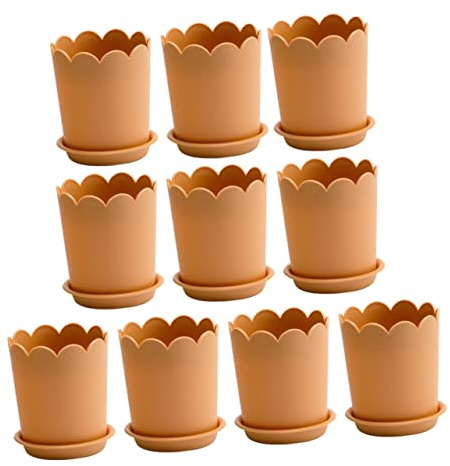 Abaodam 10 Juegos Macetas de Plástico para Plantas Pequeñas para Jardín y Decoración de Interiores con Platillo para Suculentas y Rosales