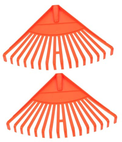 NULYLU Rastrillos para Jardinería 2 Piezas De Plástico Naranja 16 Púas para Césped y Hojas, Herramientas Manuales para Limpieza De Jardín y Césped, Ideales para Patio y Desbrozar