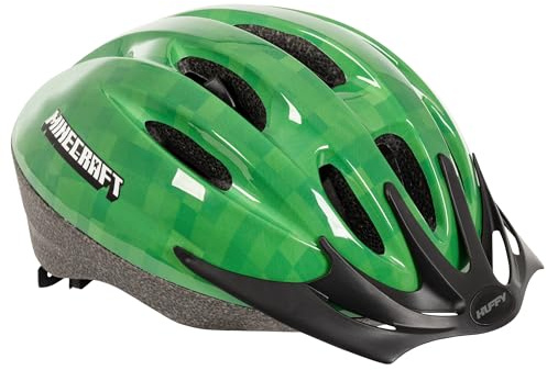 Minecraft Casque de vélo pour Enfants - Design Officiel Creeper - Casque de sécurité réglable pour garçons et Filles à partir de 3 Ans - Protection légère pour Tour de tête de 50 à 54 cm Huffy