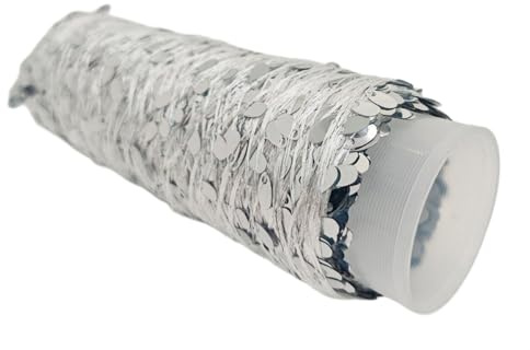 Wambere 2 Rolle Pailletten Beilaufgarn,zum Stricken und Häkeln,Pailletten-Häkelgarn,Sparkle Thread,Paillettengarn,Shining Glitter Knitting-in Garn,für Taschen Kleidung DIY Bastelarbeiten,Silber B