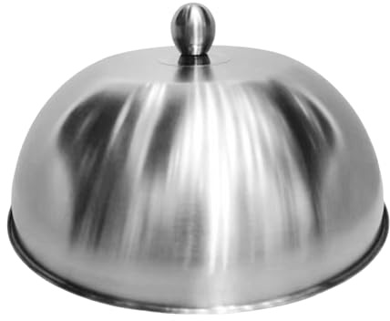 Fenteer Cloche à Burger Couvercle Dôme en INOX Cloche de Cuisson Couvercle pour Fromage Garde Les Aliments Au Chaud et Protège Adapté pour Gril Plancha et Po, 28 Cm X 28 Cm X 10.8