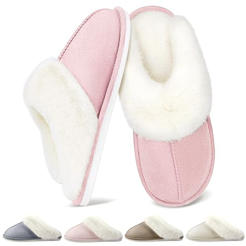 QQSQ Chaussons Femme Homme Hiver Pantoufles Maison Chaud Confort fourrés Faux Daim à Fourrure Doublure Pantoufles Slippers Cuir Peluche Mules Fourrure Antidérapantes pour Intérieur/Extérieur