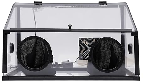 Fully Enclosed Dust Box, 110V 30W High Transparency Dust Cover with LED Light and Fan, Electric Grinding Table Polisher Dust Cover, Efficient Acrylic Dust Box for Desktop Polishing Machines