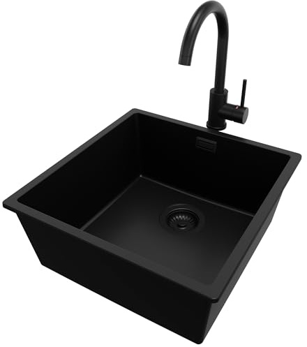 PRIMAGRAN Fregadero bajo Encimera al Mueble 50cm + Grifo, 46x47cm