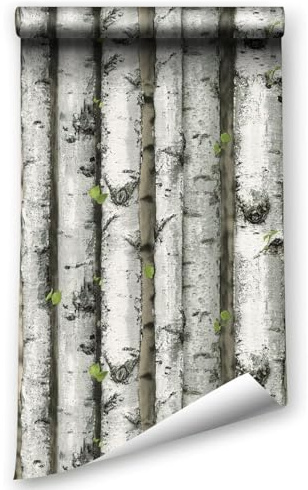 Selbstklebende Tapete Holzoptik, 44.5 x 1000 cm Holz Klebefolie Vintage Tapete Baum Wald Holzstreifen Holztapete Klebefolie Möbel Möbelfolie Selbstklebend für Badezimmer Wohnzimmer Schlafzimmer Küche
