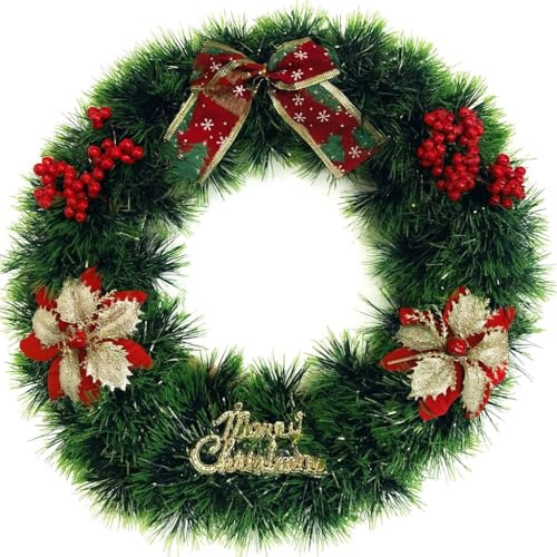 Ghirlanda Natalizia per Porta Verde 30cm | Corona dell’Avvento Artificiale Decorazione di Natale per Interno ed Esterno