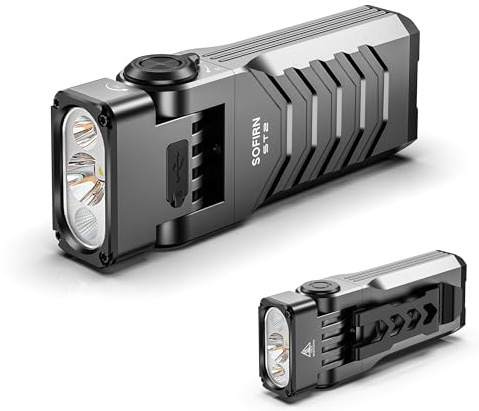 Sofirn ST2 EDC 3000LM LED Taschenlampe, 3-in-1 Weißlicht + 660nm Rotlicht + 365nm UV Schwarzlicht, Wiederaufladbar USB-C, Magnetisch mit Clip, IPX6 für Arbeit, Werkstatt, Outdoor