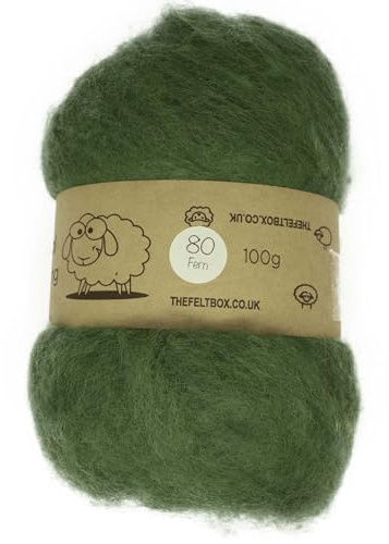 Green Carded Wool for Needle & Wet Felting 100g – Fern – Felt Box #80