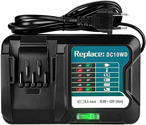 FengBP® DC10WD DC10WA Chargeur de rechange pour Makita 12 V Batterie Decker Chargeur rapide avec écran LED 10,8 V ~ 12 V DC10SB DC10WC 197339-1 197296-9 BL1015 BL1016 BL1021B BL1041B