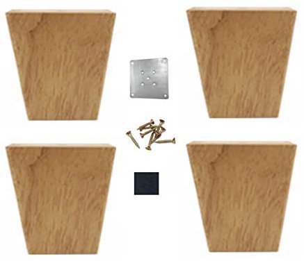 Patas para Muebles de Roble,Pies de Sofá/Mesa de Café de Madera Maciza,Pies de Soporte de Muebles,Pies de Mesa/Gabinete,con Placa de Hierro Fija y Tornillos,Cono Recto Cuadrado(5cm/1.97in)