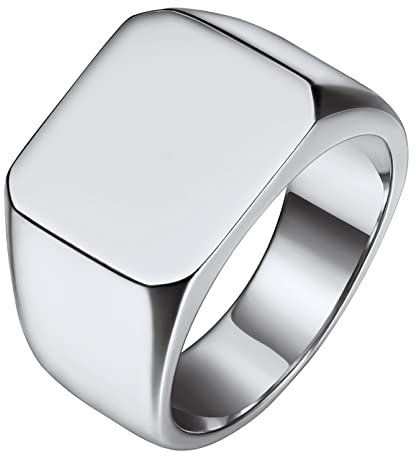 Custom4U Herren-Siegelring, personalisierbar, Monogramm-Gravur, Quadrat/Kreis/Kreuz/Pfeil aus Edelstahl/Gold/Schwarz, Größe 54-66.5 Personalisierbar Männer Jungen , Metall,