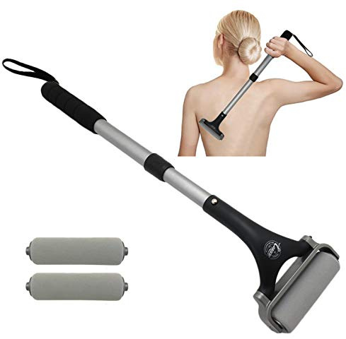 EASACE Lotion Applicator for Back & Body, Easy Self Application of Shower Bath Body Wash Brush, Skin Cream, Suntan, Tanning, Aloe Lotion Roller with 2 Replacement Roller for Men & Women(Silver