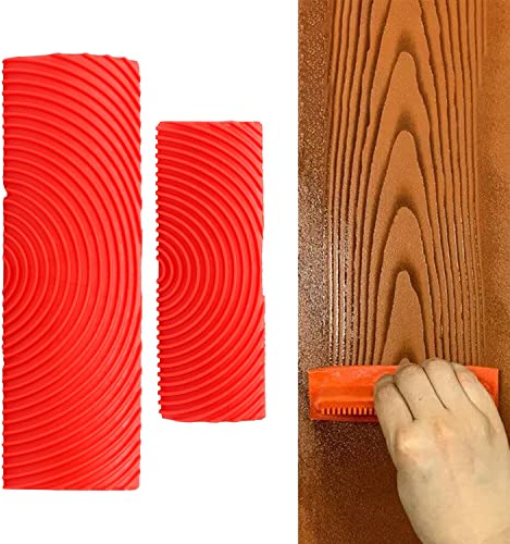 Tissting Strumento Venatura Legno 2 Pezzi Set - Strumento per Grana Legno Spatola Effetto Gomma Pittura Rilievo per Mobili, Pavimenti e Pareti, Ideale per Decorazione Fai-Da-Te