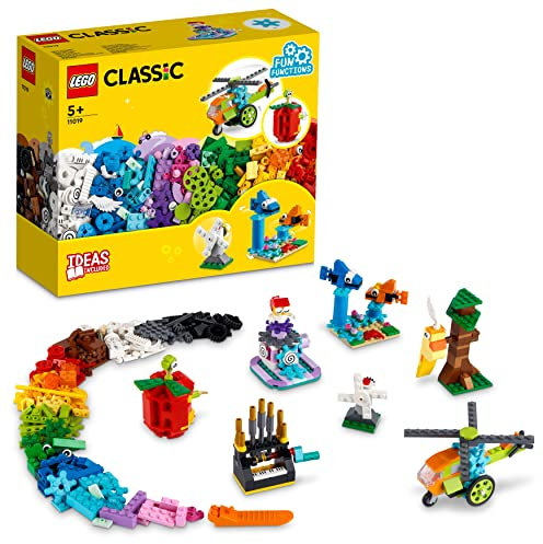 LEGO 11019 Classic Briques Et Fonctionnalités, 7 Mini-Modèles à Engrenage, avec Ballerine Dansante et Hélicoptère à Rotors Tournants, Jouet Enfants