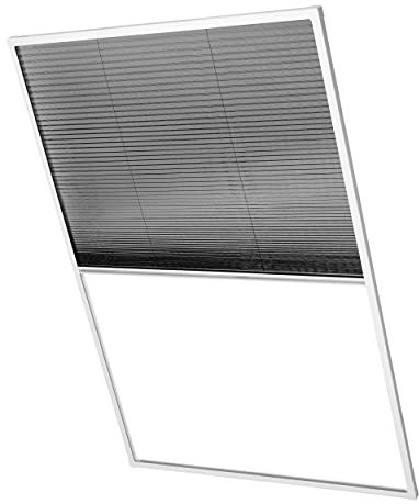 Ventanara® Insektenschutz Dachfensterplissee Fliegengitter Aluprofile Bausatz kürzbar (80 x 160 cm, Dachfensterplissee WEISS)