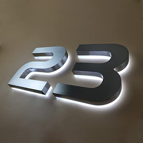 Numeri civici retroilluminati a LED, numero di targa galleggiante 3D a LED, numeri civici illuminati per esterni moderni. luce bianca.,6,10 pollici 250 mm