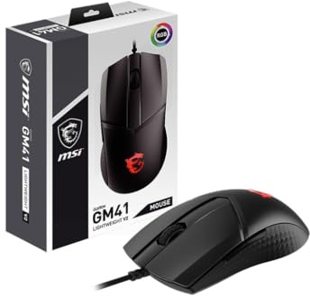 msi CLUTCHGM41 Lightweight V2 Gaming USB RGB Adjustable up to 16000 DPI Desktop Laptop Gaming Mouse (Clutch GM41 Light Weight V2)